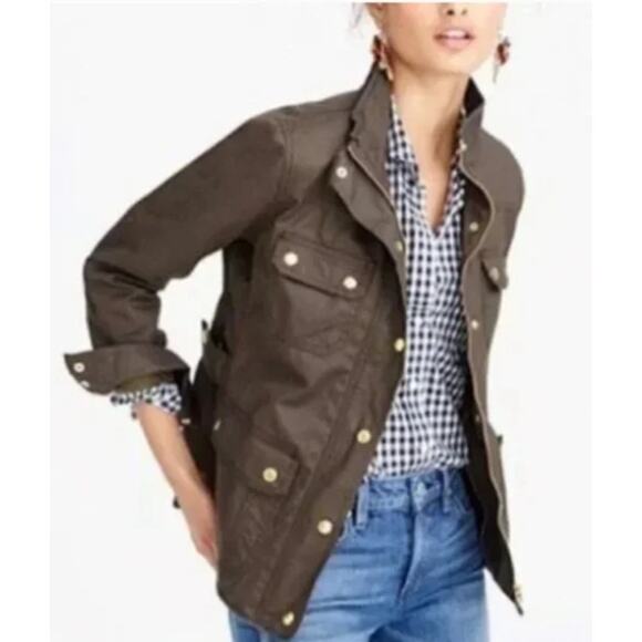 J Crew Downtown Field Jacket Mossy Olive Brown Small - Picture 1 of 6